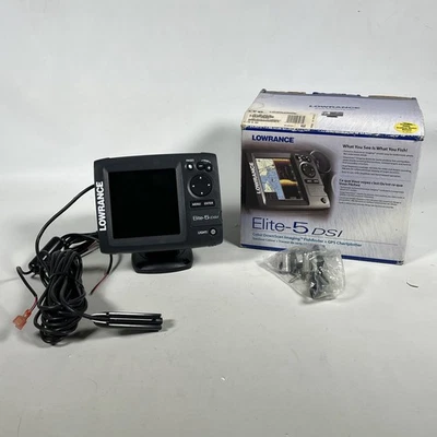 Lowrance Elite-5 DSI GPS Chartplotter Fish Finder w/Transducer Working - Image 1 of 4
