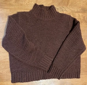 Suéter Acanalado Cuello Simulado Antiguo Azul Marino Para Mujer L Recortado Tan Suave Marrón Cacao Nuevo con Etiquetas - Imagen 1 de 8