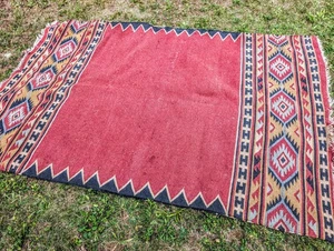 Vintage KILIM TEPPICH ~ ca. 5'x 8' ~ handgewebte Wolle ~ passt zu Southwestern Dekor - Bild 1 von 12