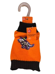 Pet Central Halloween Dinosaur Dog Sweater - Size XS- Orange/Black/Purple - Picture 1 of 2