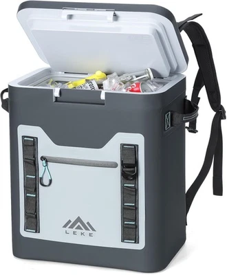 LEKESKY Leke Insulated Cooler Backpack 24 Can Soft Portable Leakproof Lunch Bag Black