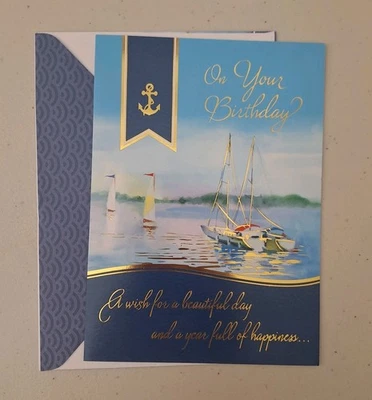 Birthday Card U.S. Marine Corps League Nautical Sailboats Envelope Included - Image 1 of 4