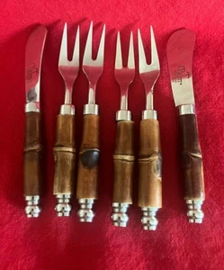 The Palm Tree Restaurant 4 Appetizer forks & 2 Cheese Butter Spreaders - Picture 1 of 5