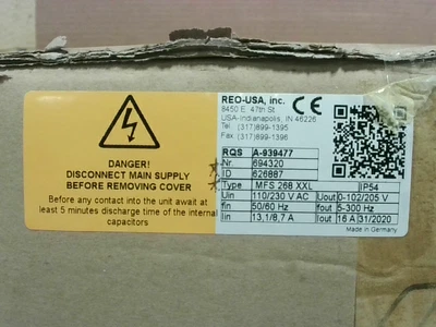 Convertidor de frecuencia 110/230VAC 50/60Hz REO-USA REOVIB MFS 268 X0-X1 - Nuevo en caja Foto 1 de 3