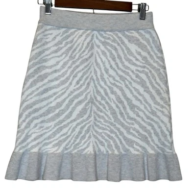 Suéter Dolan Gris Mezcla de Lana Tejido Estampado Animal Cebra Volantes Dobladillo Para Mujer Talla XS Foto 1 de 4