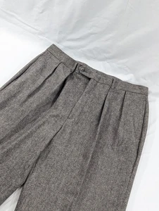 Vintage Harold Powell Gray Heavy Winter Wool Blend Trouser Pleated Cuffed 36x30 - Picture 1 of 10