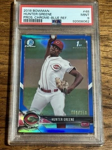 2018 Bowman Chrome Prospect Hunter Greene #CPA-HG Blue Refractor /150 PSA 9 RC - Bild 1 von 2