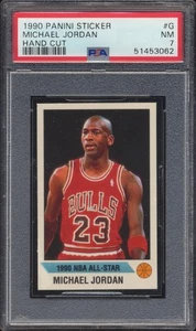 1990 Panini Sticker Michael Jordan Handcut Card #G PSA NM 7 - Picture 1 of 2