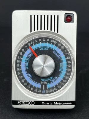 Metrónomo de cuarzo vintage Seiko SQM-357 música ritmo electrónico PROBADO-batería y bolsa Foto 1 de 4