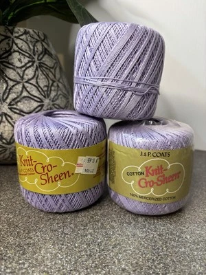 Lot of 3 Lilac #36 J&P Coats Cotton Knit-Cro-Sheen 100% Cotton Thread (2 New) - Image 1 of 4