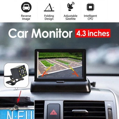4.3inch LCD Monitor Rear View Reverse Camera System Folding Display Night Vision - Image 1 of 4