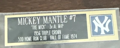 MICKEY MANTLE (YANKEES) ENGRAVED CAREER NAMEPLATE FOR PHOTO/DISPLAY/POSTER - Image 1 of 4