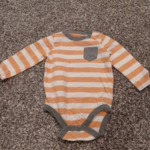 Circo Long Sleeve One Piece 3-6M, 100% Cotton Orange Striped - Picture 1 of 5