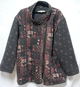 Free People Cotton Quilted Asymmetric Convertible Print Coat-Zip Off Sleeves-XL - Picture 1 of 14