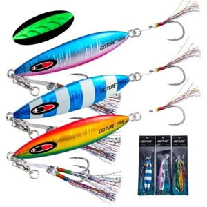 Goture 3pcs Metal Jig Butterfly Slow Pitch Jig Saltwater Fishing Lures Tuna Hook - Picture 1 of 8