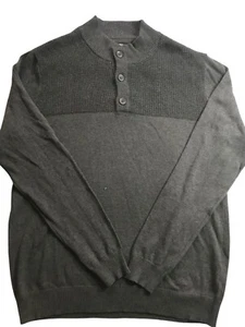 Club Room Strickpullover Herren 3 Knopf Langarm Pullover grau Baumwolle Gr. L - Bild 1 von 6