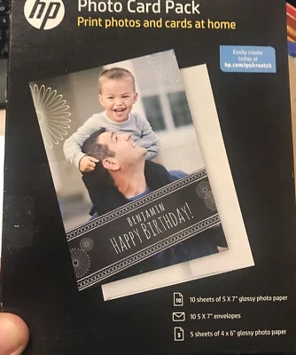 HP: Photo Card Pack - Glossy Photo Paper & Envelopes - 5"x7" & 4"x6" - Image 1 of 2