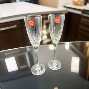 RCR Italian Crystal Disarrano Champagne Flute 9.5" Glasses Pair - Picture 1 of 8