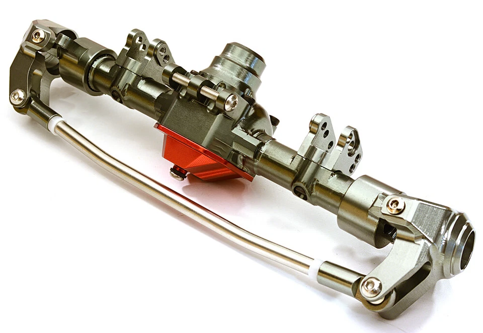 Integy Aluminum Complete Front Axle Housing Assembly : SCX10 II C27152GUNRED - Image 1 of 1