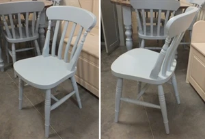 x2 Painted Farmhouse Slat-Back Chairs- F&B parma grey, choice of colours - Picture 1 of 6