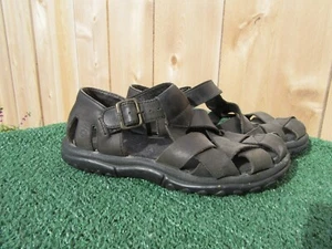 Teva Cross Up Black Leather Sandals Shoes Women's Size 6 - Picture 1 of 10