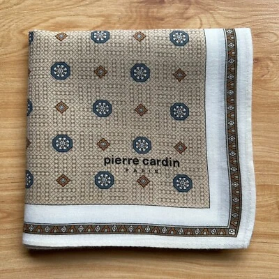 HANDKERCHIEF VINTAGE GEOMETRIC PATTERNED MEN'S POCKET SQUARE COTTON 18" A-0602 - Image 1 of 3