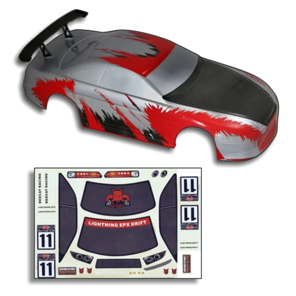 Redcat 12304 1/10 Scale Onroad Car Body Silver w/ Red and Black Accents - Image 1 of 1