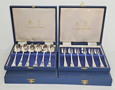 Mappin & Webb Silver Plate Tea Spoons - Dessert Forks Foto 1 de 4