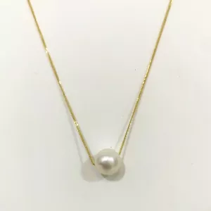 Anhänger Perlen Akoya Klasse AAA Perle weiß rosa natürlich massiv gold 18K Halskette - Bild 1 von 4