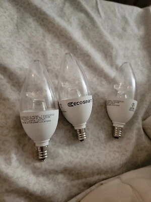 EcoSmart 6.5W LED Cool  White 5000K B11 Bulb Candelabra E12 Clear Dimmable 3pk - Image 1 of 2