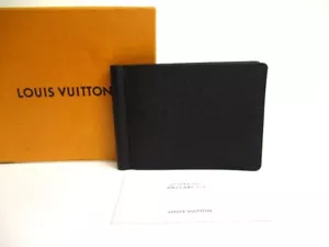 Portafoglio originale Louis Vuitton Taiga Ardoise pelle bifold Bill #a676 - Foto 1 di 12
