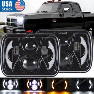 Pair For Dodge Ramcharger 1981-1993 W100 W150 W250 5x7" 7x6 Inch LED Headlights - Picture 1 of 9