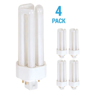 4 Pack CF26DT PL-T 26W F26TBX Triple Tube Bulbs T4 4-Pin GX24q-3 5000K Daylight - Picture 1 of 5