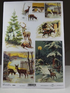 Papel decoupage, técnica de servicio, A4, 40 g/m², paisaje de invierno, ciervo, S0046 - Imagen 1 de 1