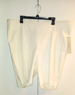 Pantalón Corto LARRY LEVINE MUJER Talla 24W Pull On Blanco ws-s 22" hs-s 26" Elevación Delantera13" i9 Foto 1 de 4