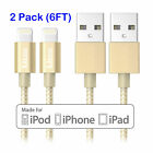 2 Pack Lightning Cable 6Ft MFi Certified Gold Flawless Apple iPhone iPad iPod