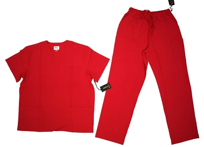 Beverly Hills Uniformes Unisex Rojo Cuello en V Pierna Recta Parte Superior Inferior Conjunto Exfoliante XL Foto 1 de 4