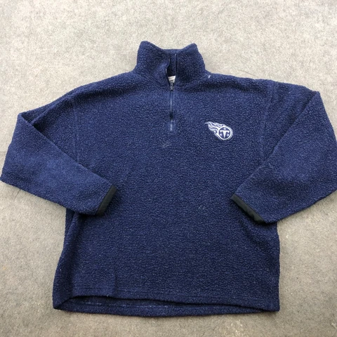 Vintage Tennessee Titans Sweatshirt Men Large Blue Fleece Embroidered Deep Pile Cover