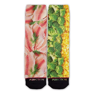 Function - Fish and Veggies Fashion Socks lunch meat food funny odd sox stance - Picture 1 of 3