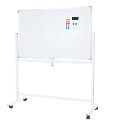 Whiteboard MCW-C85, Magnettafel Pinnwand, mobil rollbar inkl. Zubehör, 120x90cm