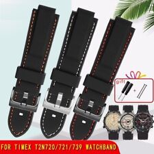 Silicone Rubber Watchband Fit For Timex E-tide Compass T2N720 T2N721 TW2T76300