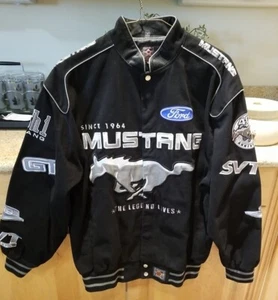  JH Design Orange County Mustang Ford Car Club Black  Coat Size Large - Picture 1 of 5