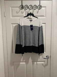 Suéter para mujer Chaps rayas blancas y negras talla XL nuevo al por menor $60 - Imagen 1 de 10