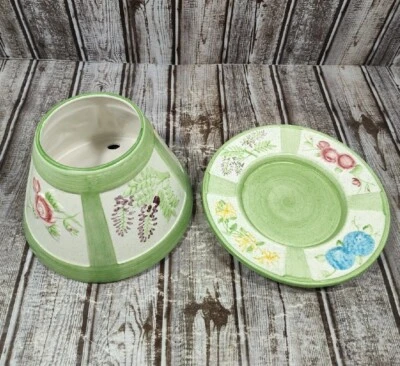 Pastel Floral Ceramic Candle Shade (5x7”) & Plate (7.5”) Large Jar Candle Spring - Image 1 of 4
