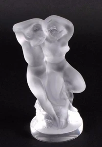 Escultura vintage de cristal esmerilado Lalique Francia ""Pan y Diana - Imagen 1 de 7