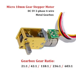 DC 5V 2-phase 4-wire Micro Mini 10mm Metal Gearbox Worm Gear Stepper Motor US - Picture 1 of 10