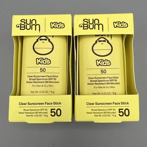 SET BESTEHEND AUS 2 Sun Bum LSF 50 KINDER Klar Sonnenschutz Gesicht Stick 0,53 Unzen Verwendbar bis 12/25 - Bild 1 von 4
