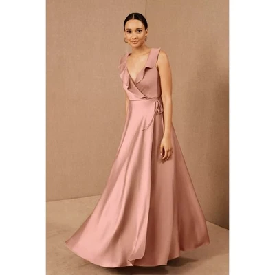 Nuevo Maxi Vestido Sachin & Babi para BHLDN Tansy Satén Charmeuse Talla 10 Rosa Lila Foto 1 de 3