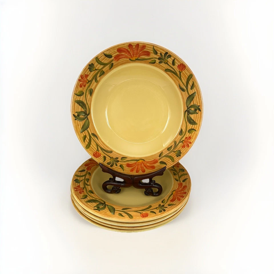 5 G.E.T. "Juego veneciano 11"" cuencos de sopa/ensalada/cereal de melamina flores amarillas naranjas" Foto 1 de 2