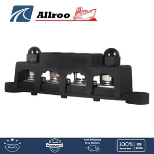 4 Post Bus Bar Power Distribution Block 12V 250A With Cover 5/16" Black NEW - Picture 1 of 7